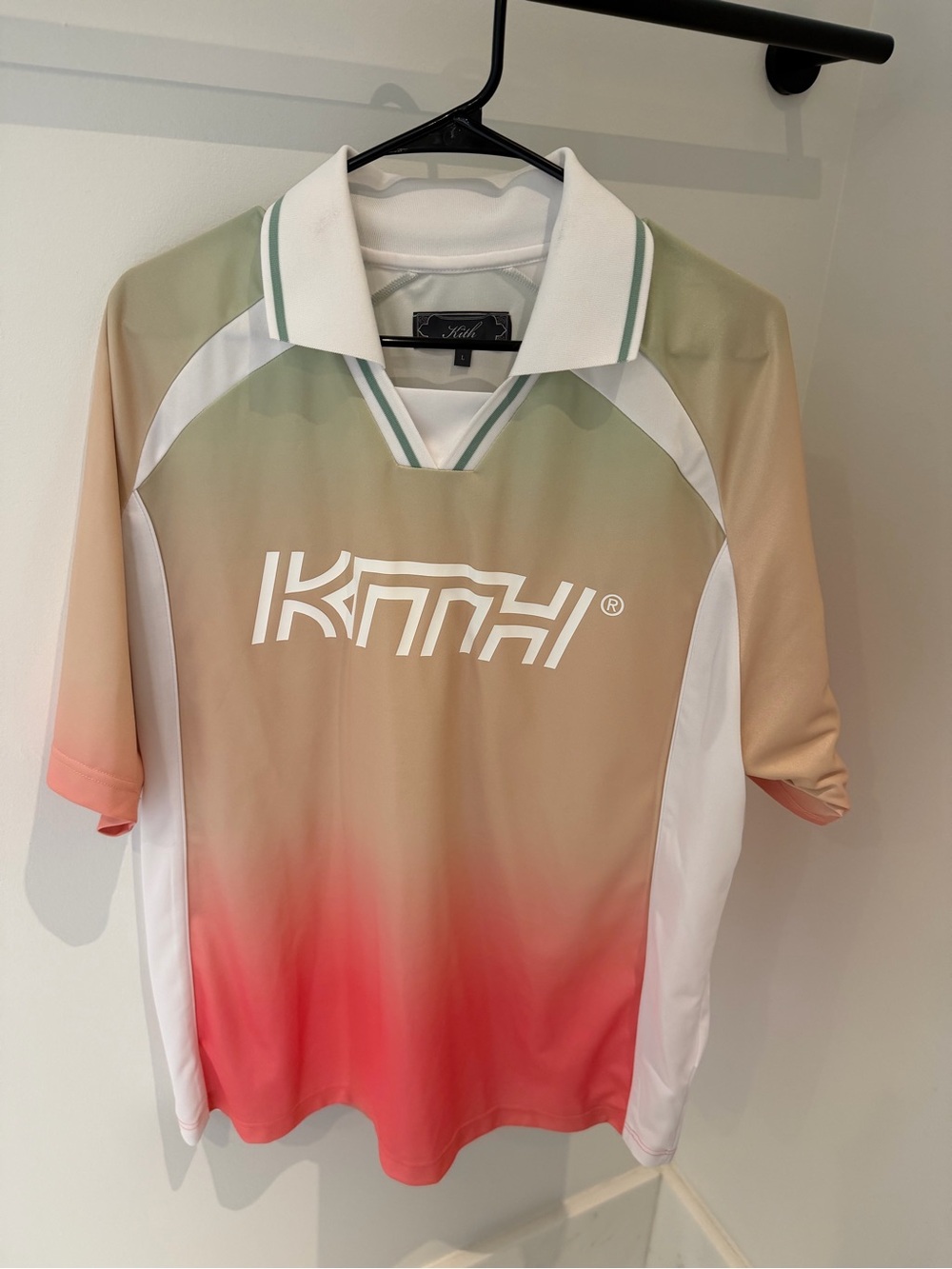 Kith Gradient Polo in Coral, Sage & White